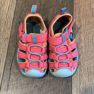 Bullfrog size 5 sandals neon pink orange blue